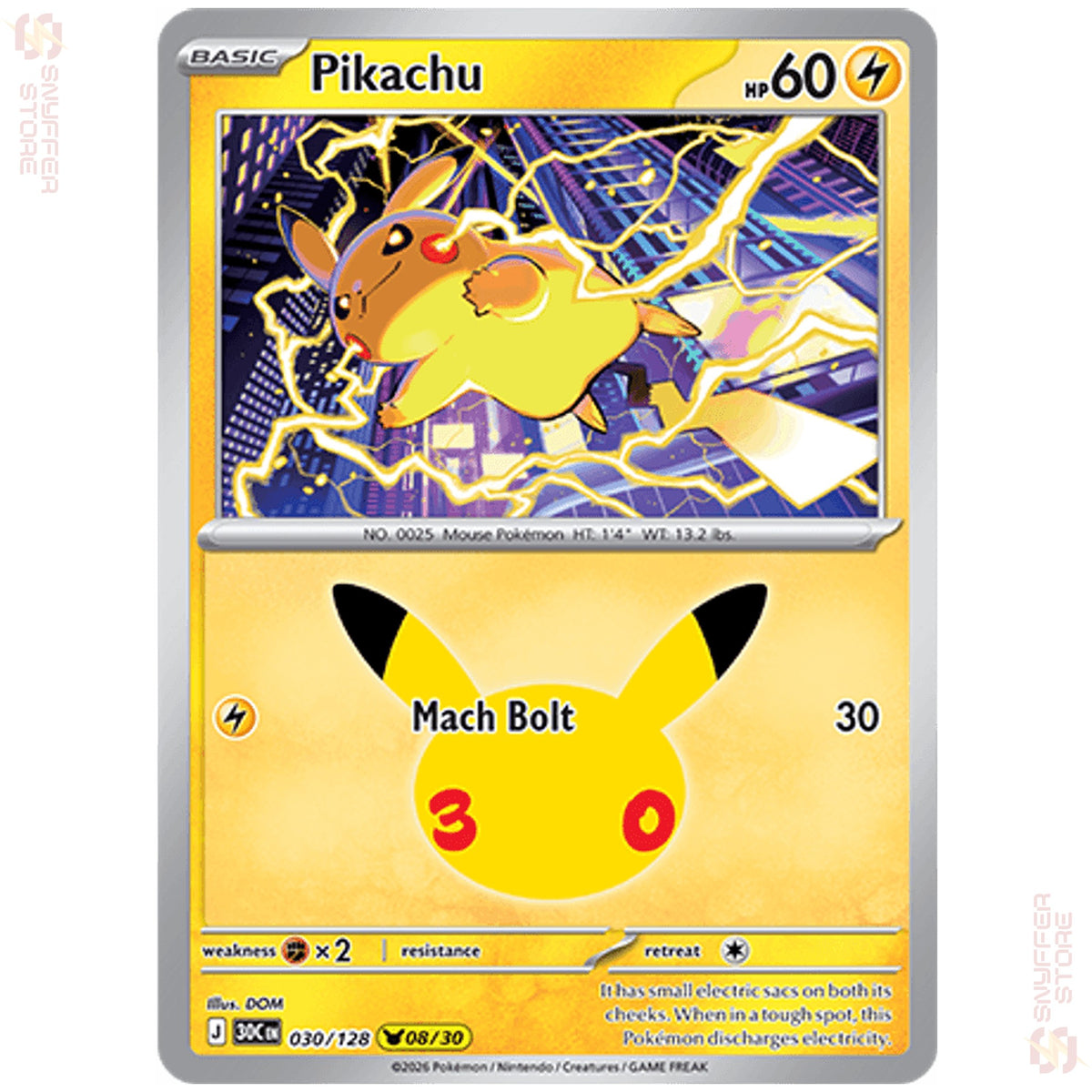 Pikachu 030/128 – 30th Celebration (30C) – English