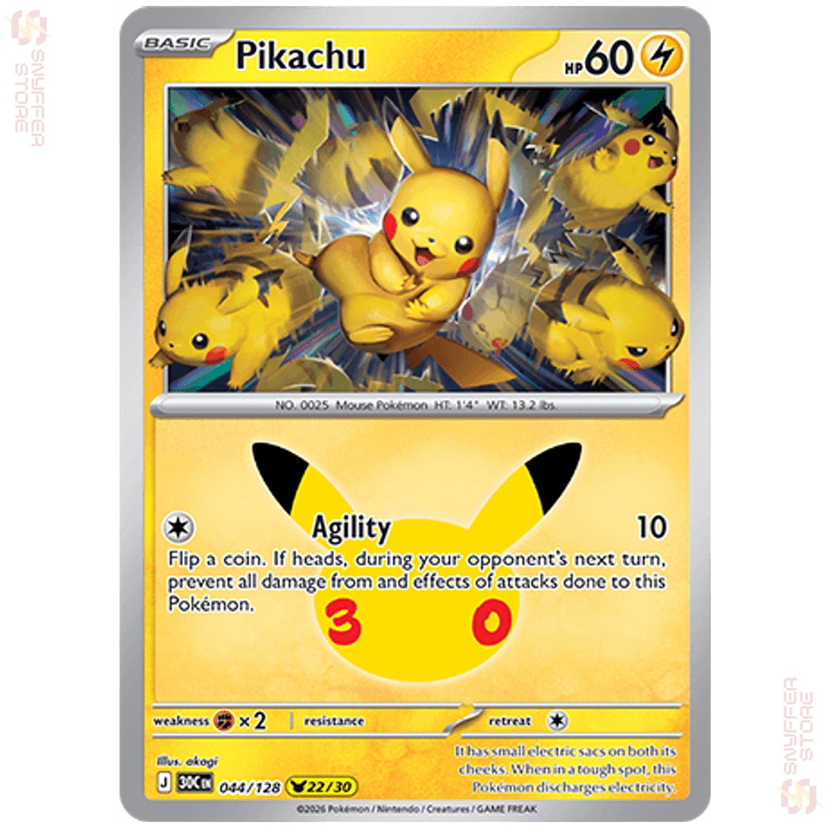 Pikachu 044/128 – 30th Celebration (30C) – English