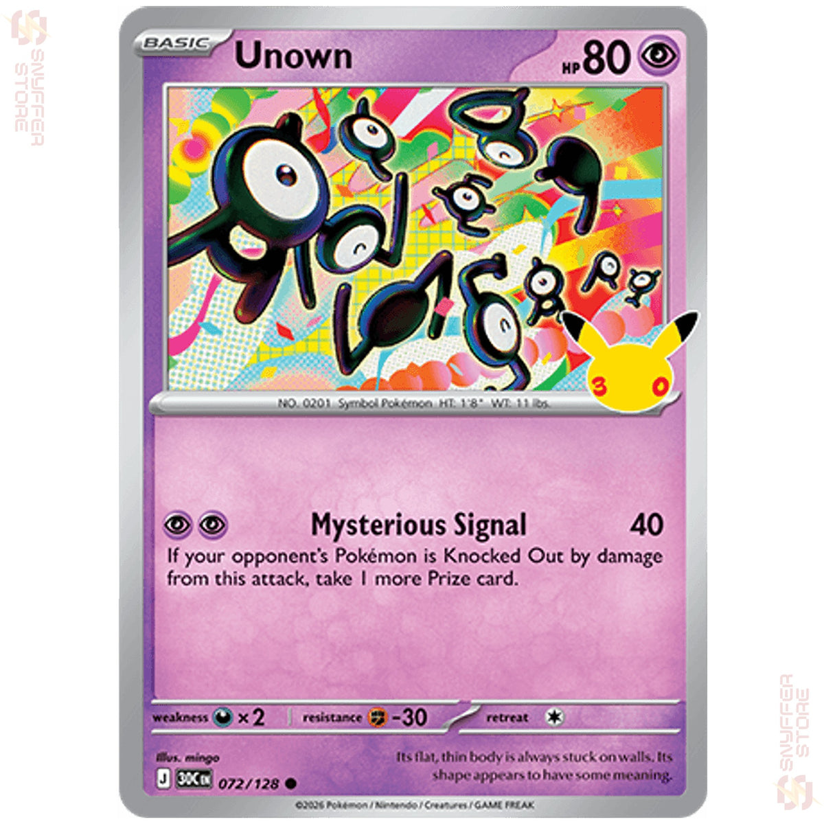 Unown 072/128 – 30th Celebration (30C) – English