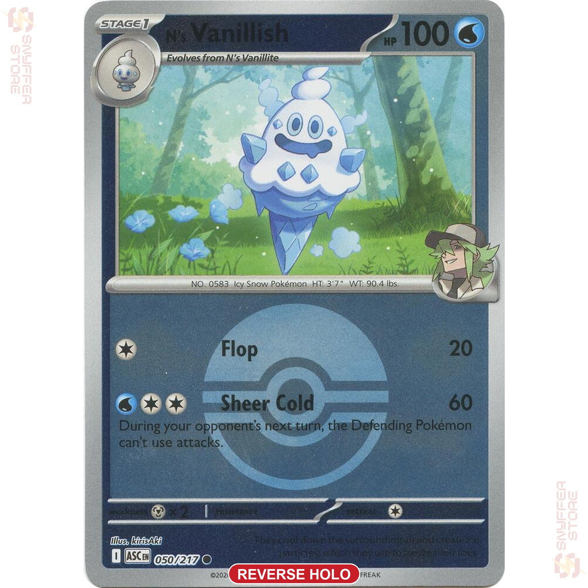 N's Vanillish 050/217 — ASC Poké Ball reverse holo (English)