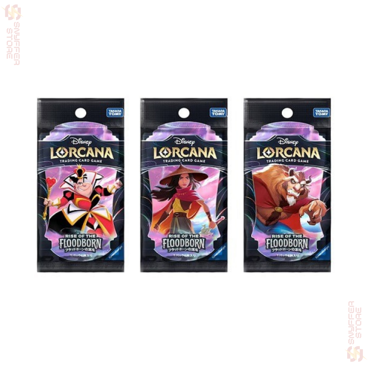 Disney Lorcana Rise of the Floodborn Japanese booster packs – Queen of Hearts, Raya and Beast designs