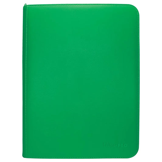 Ultra PRO Green Zippered PRO-Binder 9-Pocket trading card album with 360-card capacity and padded leatherette cover