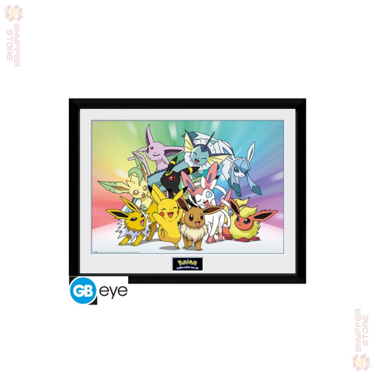Pokémon Framed Print – Eevee & Evolutions (30x40 cm) | Official GB Eye Collector Print | Pokémon Wall Art
