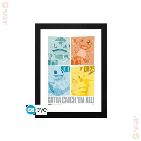 Pokémon Framed Print – Pikachu & Kanto Starters (30x40 cm) | Official GB Eye Collector Print | Pokémon Wall Art