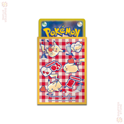 Pokémon Center Japan – Pikachu Cherry Sundae Diner Card Sleeves | 64 Pack | Pikachu & Cherrim | Official JP TCG Accessory 2025