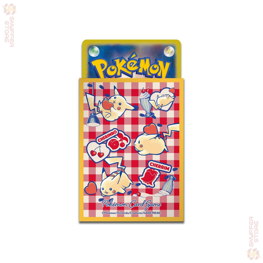 Pokémon Center Japan – Pikachu Cherry Sundae Diner Card Sleeves | 64 Pack | Pikachu & Cherrim | Official JP TCG Accessory 2025