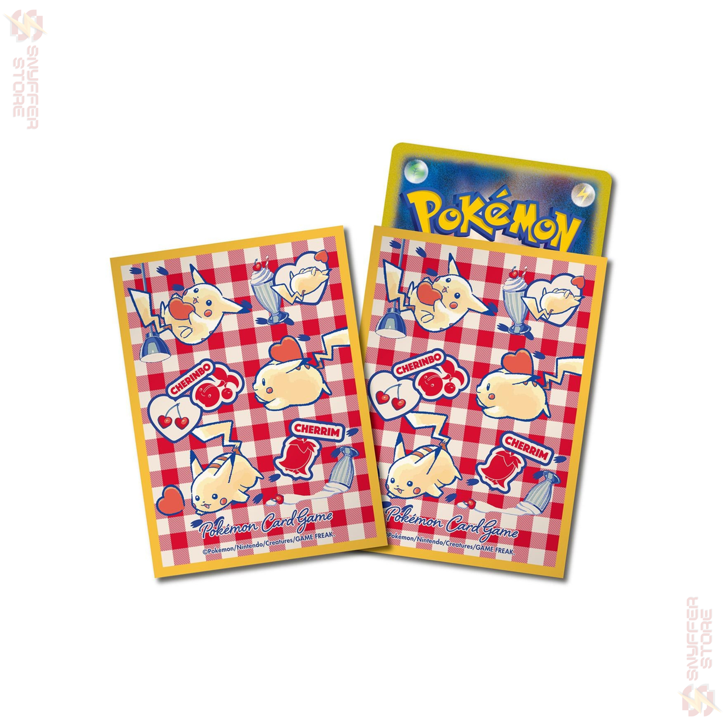 Pokémon Center Japan – Pikachu Cherry Sundae Diner Card Sleeves | 64 Pack | Pikachu & Cherrim | Official JP TCG Accessory 2025