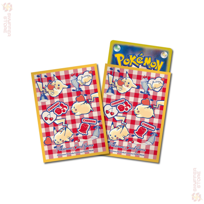 Pokémon Center Japan – Pikachu Cherry Sundae Diner Card Sleeves | 64 Pack | Pikachu & Cherrim | Official JP TCG Accessory 2025
