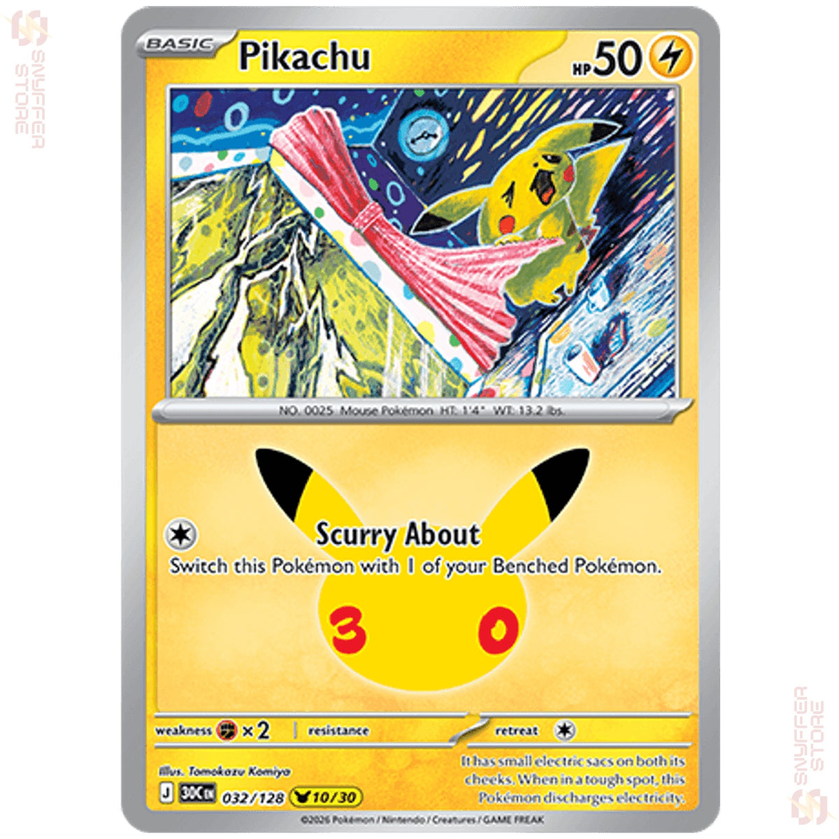 Pikachu 032/128 – 30th Celebration (30C) – English