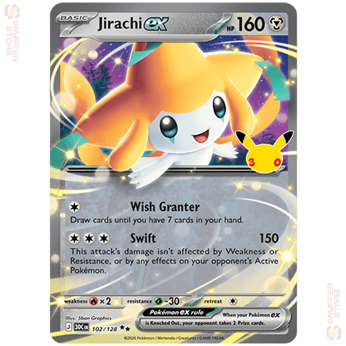 Jirachi ex 102/128 – 30th Celebration (30C) – English