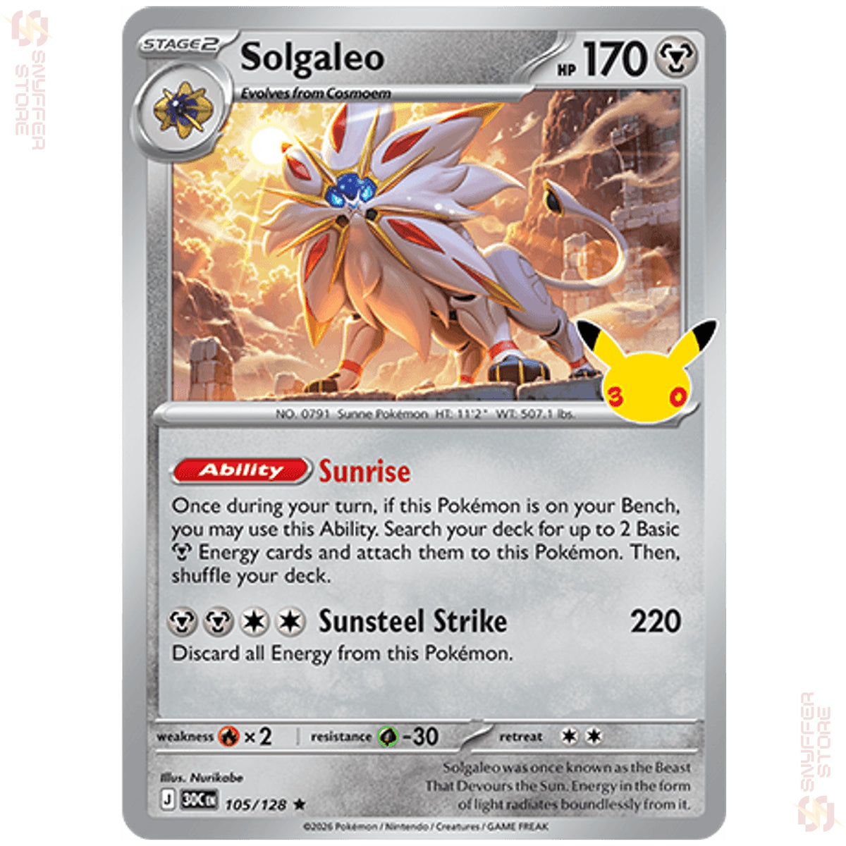Solgaleo 105/128 – 30th Celebration (30C) – English