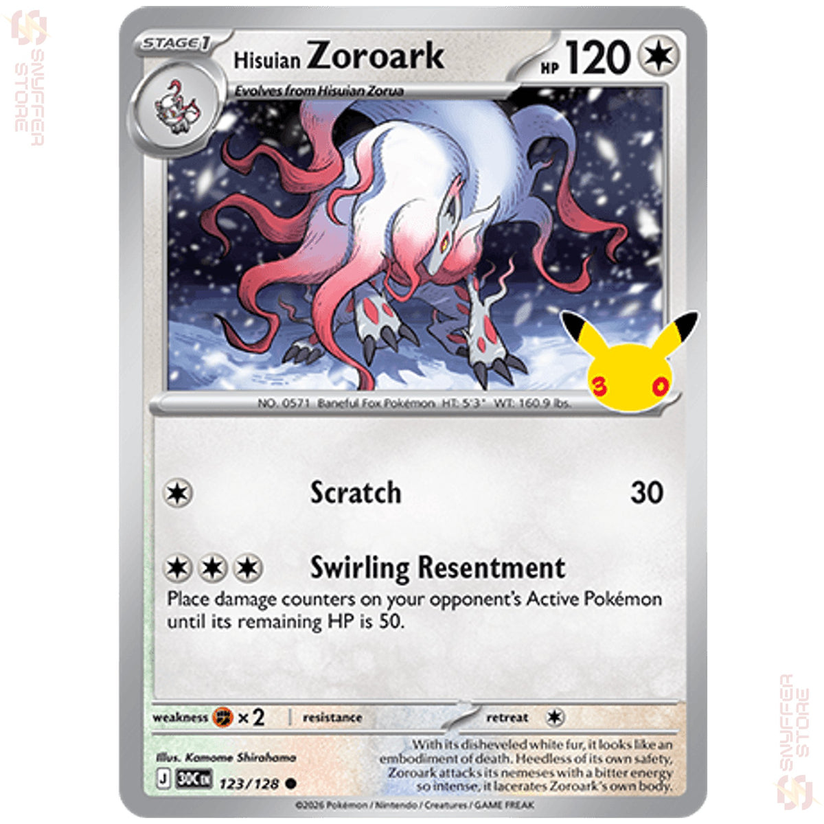 Hisuian Zoroark 123/128 – 30th Celebration (30C) – English
