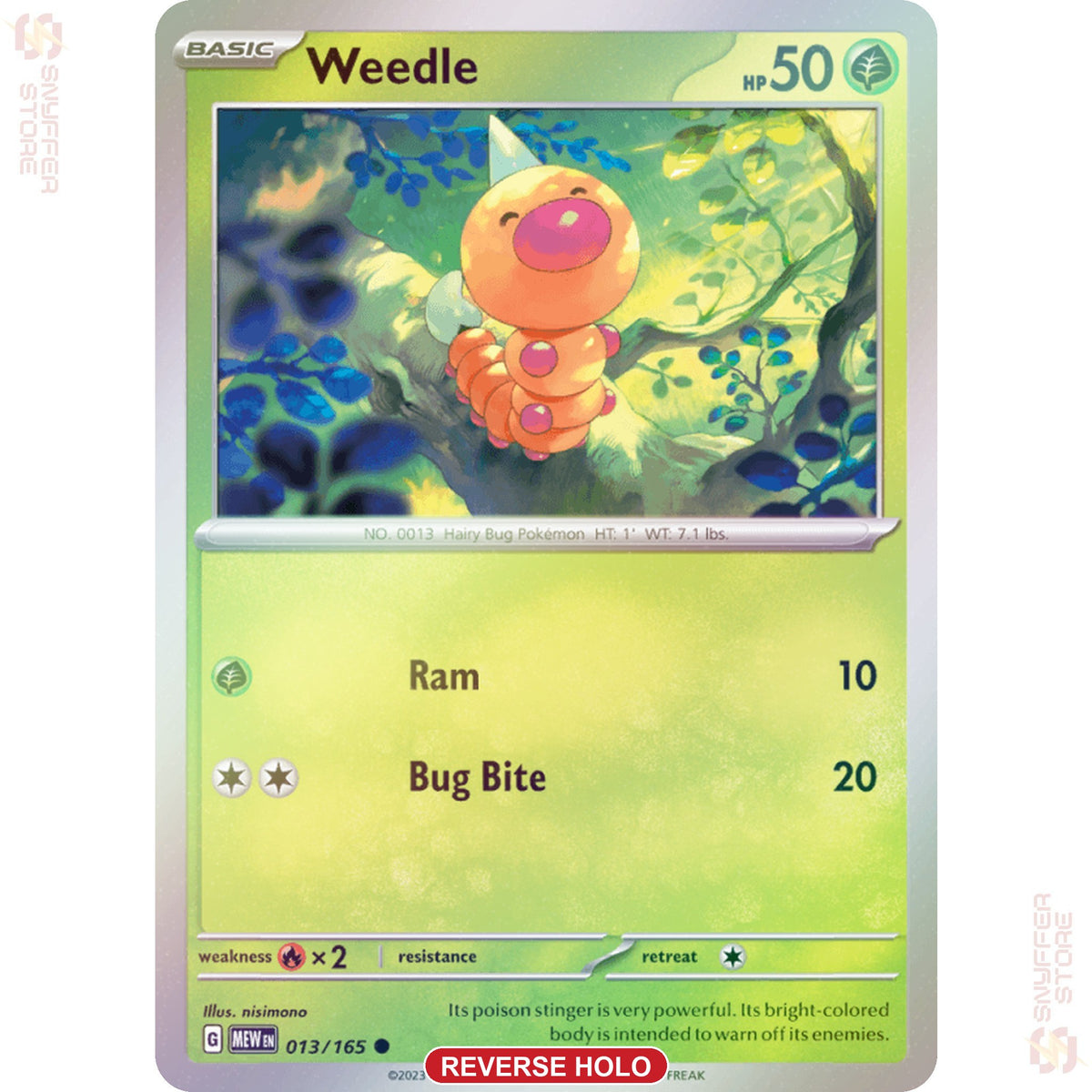 Weedle 013/165 Reverse holo – 151 (MEW) – English