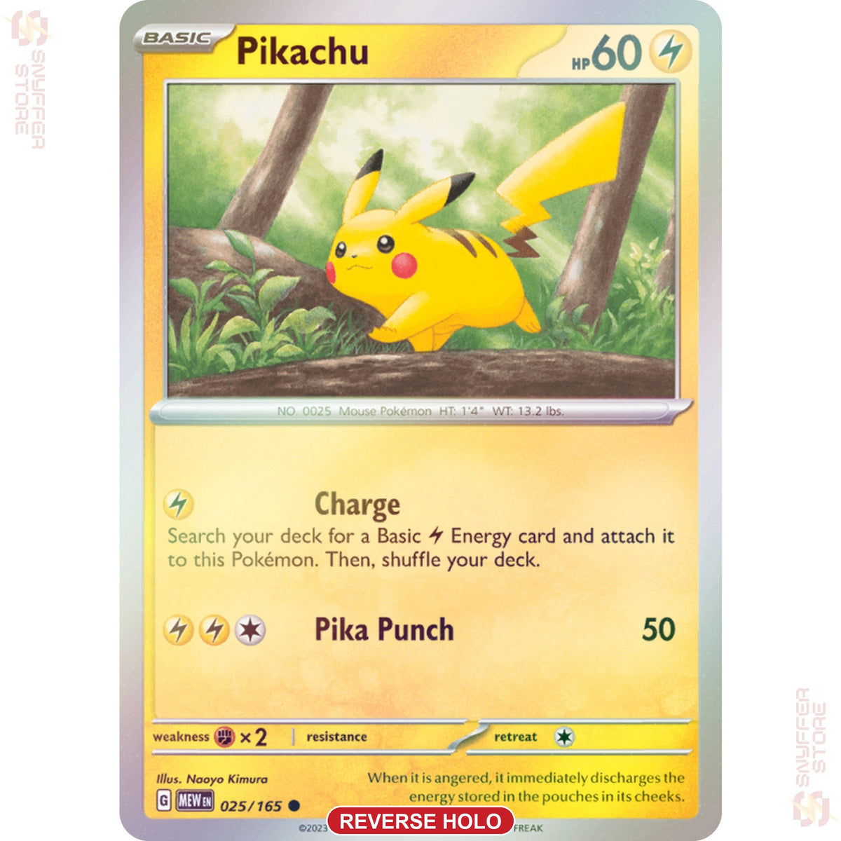 Pikachu 025/165 Reverse holo – 151 (MEW) – English