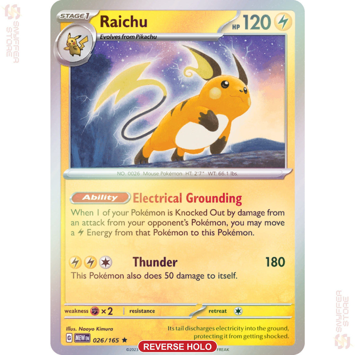 Raichu 026/165 Reverse holo – 151 (MEW) – English