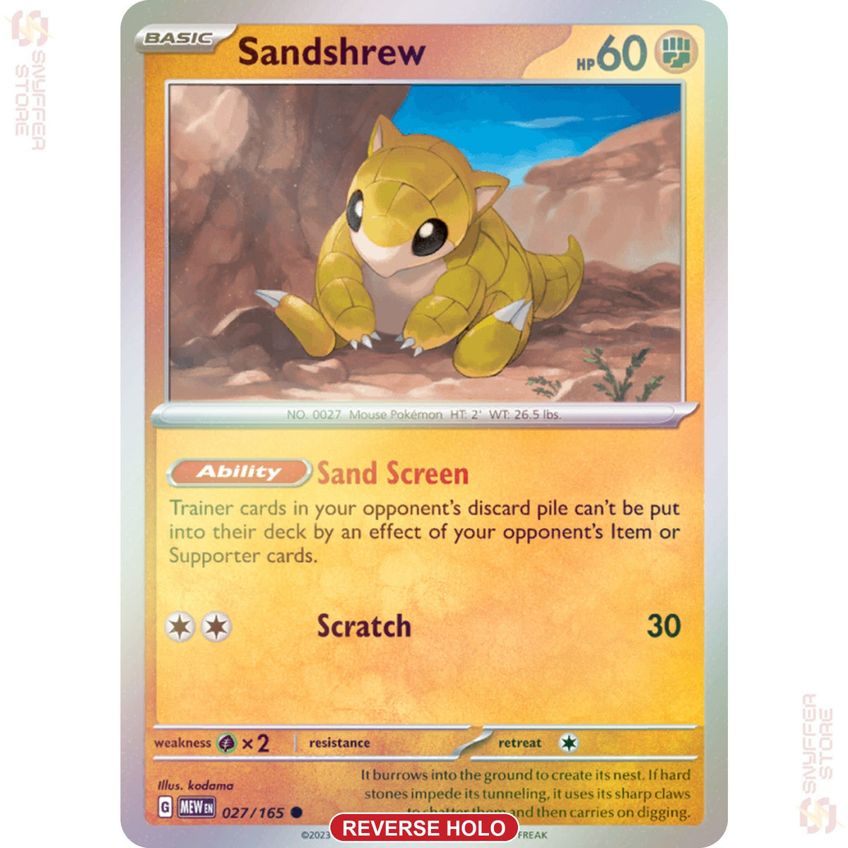 Sandshrew 027/165 Reverse holo – 151 (MEW) – English