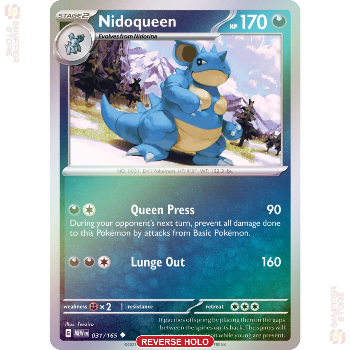 Nidoqueen 031/165 Reverse holo – 151 (MEW) – English