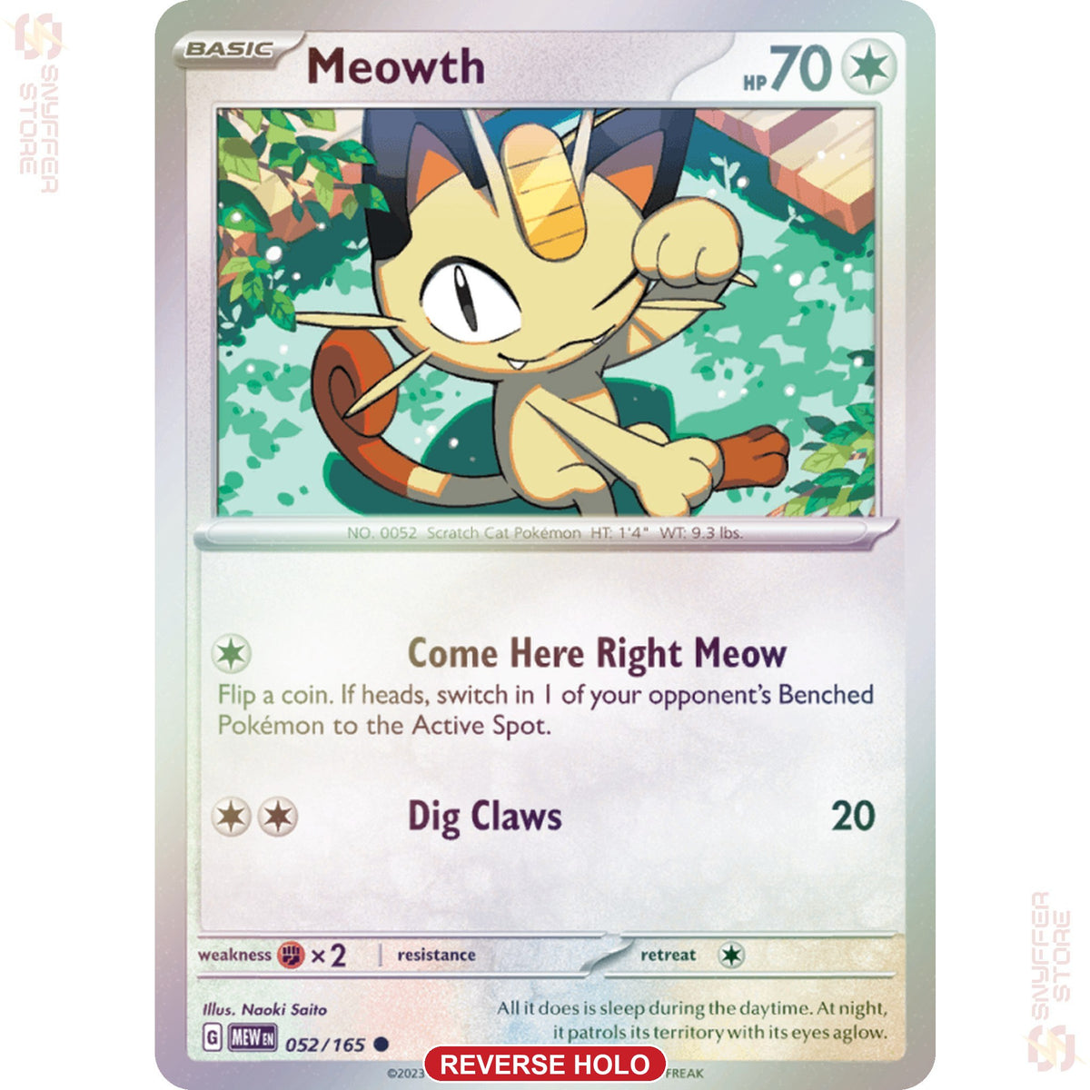 Meowth 052/165 Reverse holo – 151 (MEW) – English