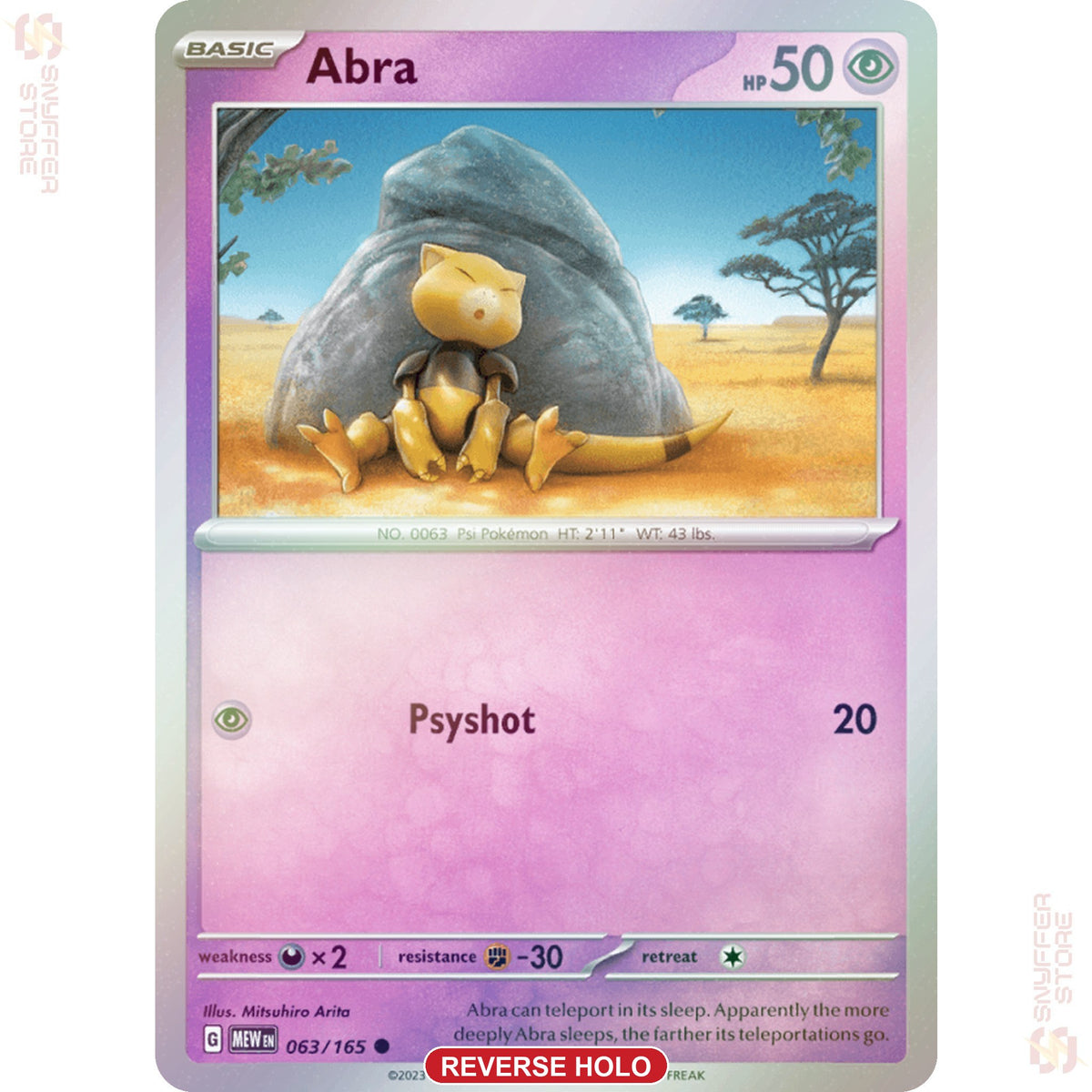 Abra 063/165 Reverse holo – 151 (MEW) – English